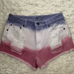 High waisted red white and blue shorts LARGE